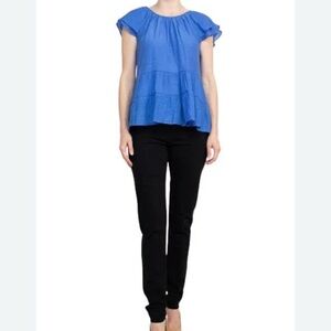 Women's Counterparts Scoop Neck Cap Sleeve Ruched Rayon Top